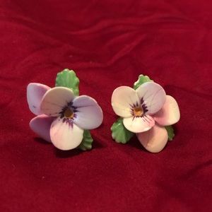 Dogwood blossom bone china earrings